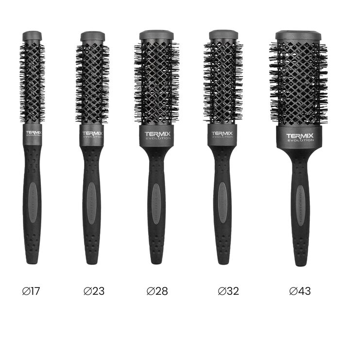 Термічна щітка для волосся Termix Evolution Plus: професійна, з керамічним нагрівачем, для густого та жорсткого волосся, 5 шт. в наборі