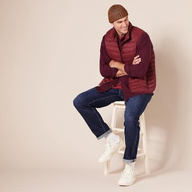 Чоловіча розпакована, водостійка жилетка Amazon Essentials, складається (M, темно-червоний)