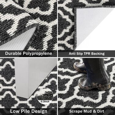 Придверний килимок SHACOS протибрудовий, протиковзкий, 60x240 см, чорний — для входу, коридору, тераси та саду, можна прати