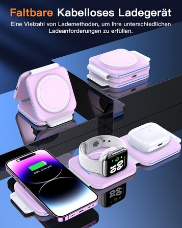 3-в-1 Бездротова зарядка: для Apple Watch, iPhone та AirPods (фіолетовий)