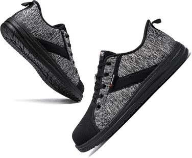 Черевики робочі чоловічі LARNMERN, захисні черевики з металевим носком, легкі, зручні, для скейтбордингу, амортизація, сірі, чорні, 42.5 EU