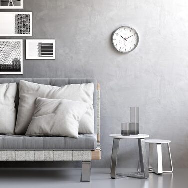 Cander Berlin MNU 3330 White Wireless Wall Clock with Temperature and Humidity Display, 12 inches (Ø) 30.5 cm