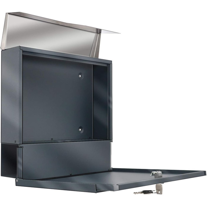 Поштовий ящик антрацит RAL 7016 Svenja з написом та газетницею - сталевий порошково-пофарбований, з 3 вікнами огляду