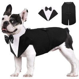 AOFITEE Dog Smoking Dog Suit & Bandana Set, Dog Wedding Party Suit Dog Bow Tie Shirt Vest, Pet Suit Costume Dog Clothes with Detachable Bow Tie for Halloween, Christmas, M