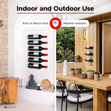 Настінна полиця для вина з нержавіючої сталі на 6 пляшок – стильна підвісна полиця для кухні та бару