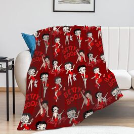 Плед HYN Betty Boop з фланелі для софи, м'який, червоний, 127x101 см, подарунок для мами