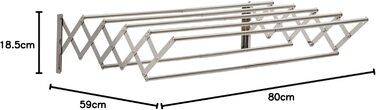 Настінна сушарка для білизни YOUDENOVA з 7 стійок, розсувна, для ванної кімнати, металевий тримач для рушників, срібна (42-80)x59x19 см