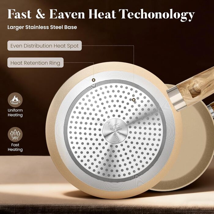 Набір індукційних каструль та сковорідок Kitchen Academy, 12 предметів, антипригарне покриття, блакитний, гранітний, безпечний