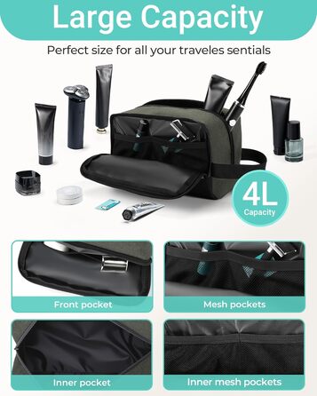 Чоловічий дорожній набір Elviros: органайзер для туалетних аксесуарів, косметичка для подорожей (зелений)