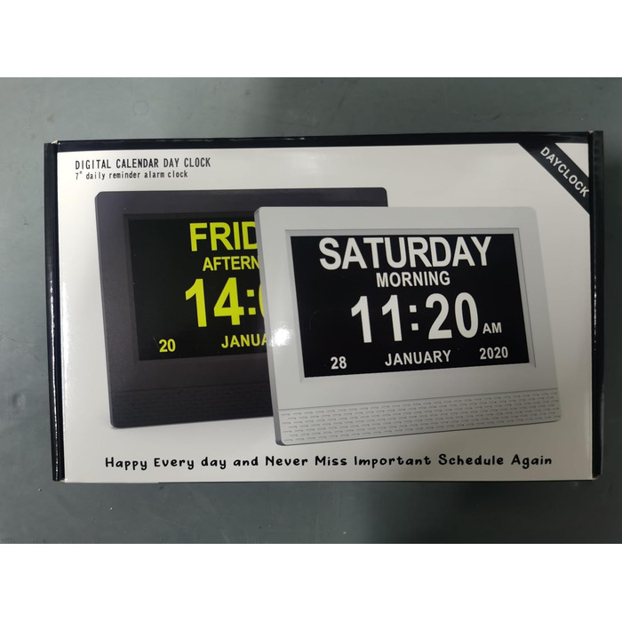 Hiseeyo 7-Inch Digital Clock, Digital Alarm Clock with Automatic Brightness Adjustment, Quiet LCD Display Alarm Clock with Humidity and Temperature for Adults and Children and Alzheimer's Disease