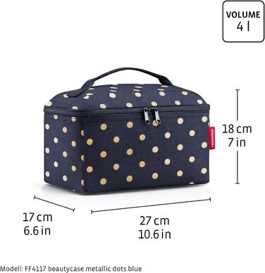 Набір косметичок reisenthel Beautycase Set: косметичка та прямокутна сумка для аксесуарів, Metallic Dots Blue (17x18x17 см та 21x8x4 см)
