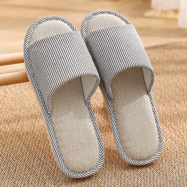 Легкі тапочки для дому та відпочинку JIJie Hausschuhe з льону, відкриті сандалії для літа (40/41 EU, колір кава)