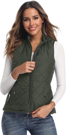 Жіноча легка куртка Longking з блискавкою, без рукавів, топ, кофта, для активного відпочинку (L, хакі)