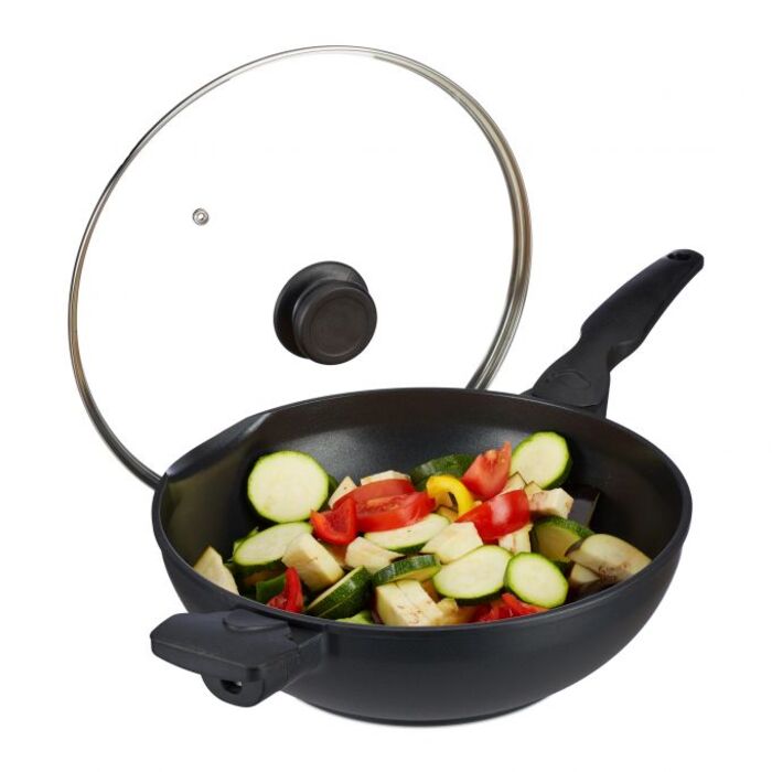 Relaxdays Wok Pan with Lid 30 cm