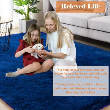 Килим для вітальні Gsogcax 120x160 см, пухнастий, з антиковзаючою основою, супер м'який, великий, для дому, сучасний декор, килим на підлогу (Темно-синій, 180x270 см)