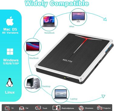 Зовнішній DVD-привід та записувач для ноутбука, Plug and Play USB DVD-бредер