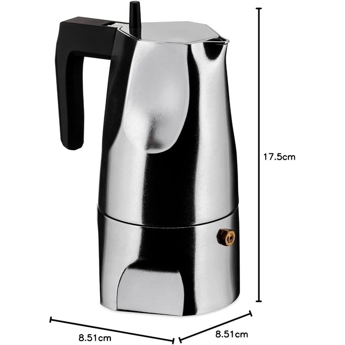 Кавомашина еспресо Alessi Ossidiana MT18/3 B з алюмінію, 3 чашки