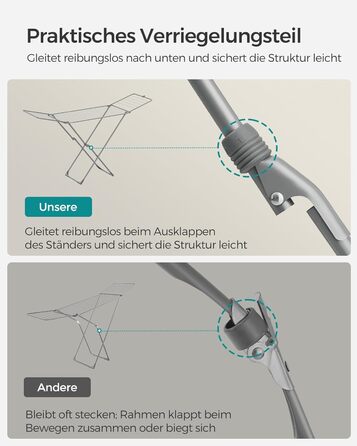 SONGMICS Сушарка для білизни, розкладна, для дому та вулиці, біла LLR540W01 (Сірий)