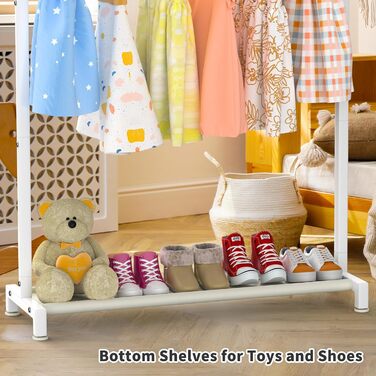 Дитяча вішалка для одягу з полицею для зберігання, металева, біла - Kinder