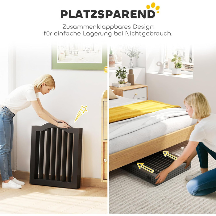 Захисний бар'єр для собак PawHut 5-секційний, 261.5 x 61 см, розкладний, з дверцятами, білий