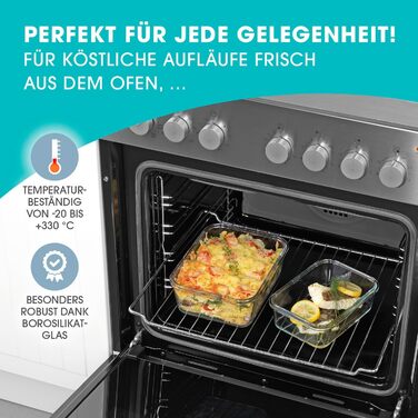 Набір скляних контейнерів GOURMETmaxx Klick-it (6 шт.) для зберігання їжі та Meal Prep | Підходять для мікрохвильовки, морозилки та посудомийної машини | З силіконовою ущільнювальною кільцем, антрацит