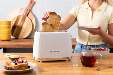 Тостер Russell Hobbs Eden - 2 відділення, 6 рівнів підсмажування, білий