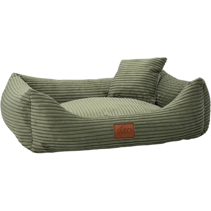 Лежанка для собак Leo4dog: зручна та миюча, розмір M 80x60, оливковий колір