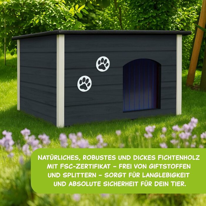 Будка для собак Outentin - XL, сіра, 76x60x60 см - тепла, ізольована, для вулиці