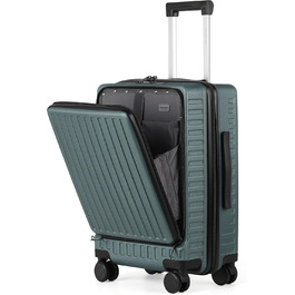 Чемодан ручної поклажі TANTOMI з відділенням для ноутбука, 20 дюймів, жорсткий корпус, легкий ABS-валіз, валіза з 4 колесами на 360°, TSA-замок (світло-темно зелений, 41л)