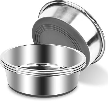 Набір з 4 мисок для собак з нержавіючої сталі, неслизькі миски для корму та води, підходять для собак маленьких, середніх та великих порід