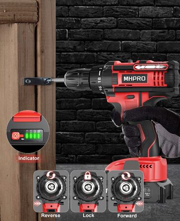 Акумуляторний шуруповерт 21V з набором 2 акумуляторів та 14 аксесуарів, кейс, 42Nm, 18+1 режимів, 10мм патрон, для дому