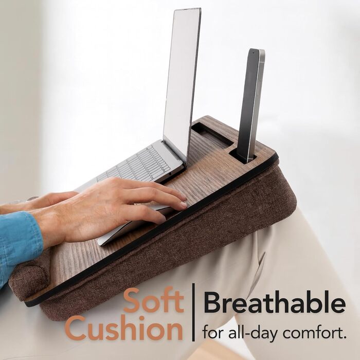 Стіл для ноутбука Vigo Wood - підставка для ноутбука до 17,3 дюймів - м'яке підлогове планшет для комфортної роботи в ліжку або на дивані - екологічний піднос для колін для дому (Cambridge & Braun) (Nussbaum & Braun)