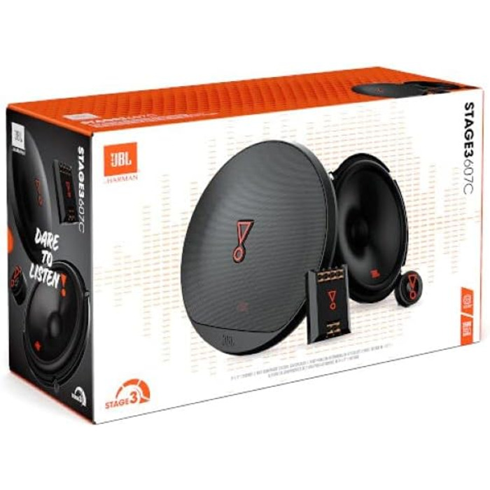 JBL Stage3 607C 2-смугова автомобільна аудіосистема 250 Вт, компонентна акустика JBL Pro Sound, набір динаміків з 16 см мідбасами та твітерами для авто