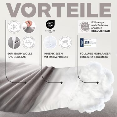 Подушка для вагітних та годування Sei Design XXL з муслінової обтяжки, ергономічна, для сну на боці, комфортна, 190x30 см, 100% органічна бавовна (джерсі сіро-сріблястий)