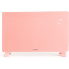 Електричний конвектор CREATE/WARM Crystal 2000W з WiFi, скло, пастельно-рожевий, LED-touchscreen, 2 режими