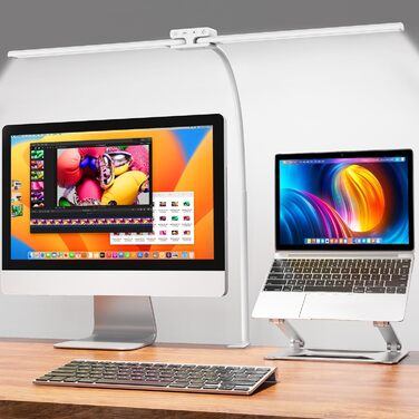 LED настільна лампа EppieBasic 24W з регулюванням яскравості, 80см, з кріпленням, захистом для очей, гнушим шийкою, для офісу, монітора, робочого місця, з таймером, чорна