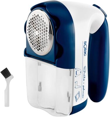 Електричний видалення ворсу Solac | 3 рівні стрижки | Знімний контейнер | Портативний | Лезьє з нержавіючої сталі | Зарядний пристрій або батарейки | Широкий ріжучий насадка | Автоматична стрижка