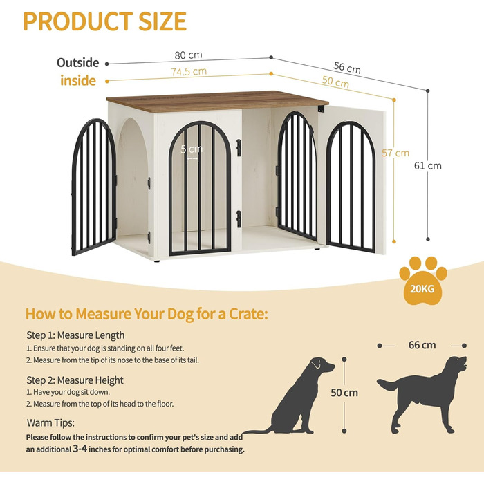 Сучасна собача будка-меблі Hzuaneri DFC85101B, 80 см, 3 двері, коричнева