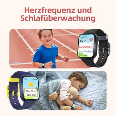 Дитячий розумний годинник Parsonver, 1.69' - фітнес-трекер з пульсометром, монітором сну, IP68, 20 спортивних режимів, для дітей 6-12 років, чорний