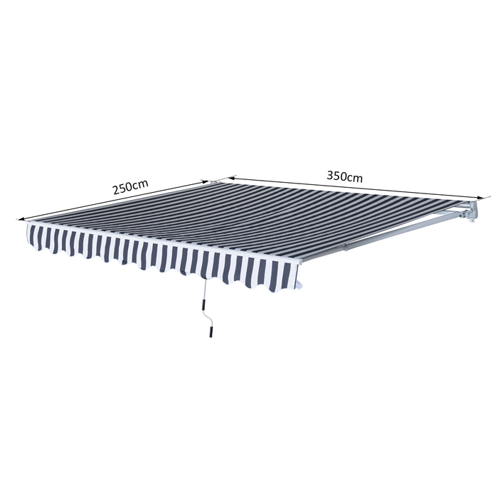 Markiza Outsunny з шарнірною консоллю та ручною кришкою 3,5x2,5м сіра та біла, сонцезахист з алюмінію та поліестеру для тераси та балкону