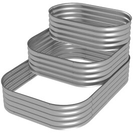 Outsunny Metal Raised Garden Bed, 3-Tier Planter Box, DIY Flower Box, Herb Garden with Safety Edges, Vegetable Bed for Garden, Balcony, Silver, 158 x 109 x 82 cm | Aosom
