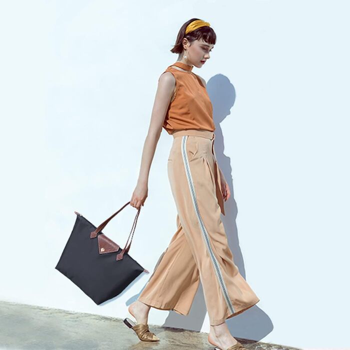 Жіноча сумка-шопер велика чорна водонепроникна, складана сумка через плече для подорожей, офісу, школи, покупок - темно-сіра