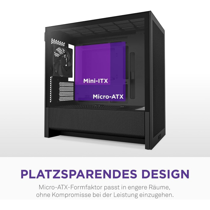 NZXT H3 Flow: Корпус для ПК Micro-ATX з оптимізованим повітряним потоком, 120мм вентилятор, підтримка Full-Size GPU, радіатори 280мм/240мм, чорний