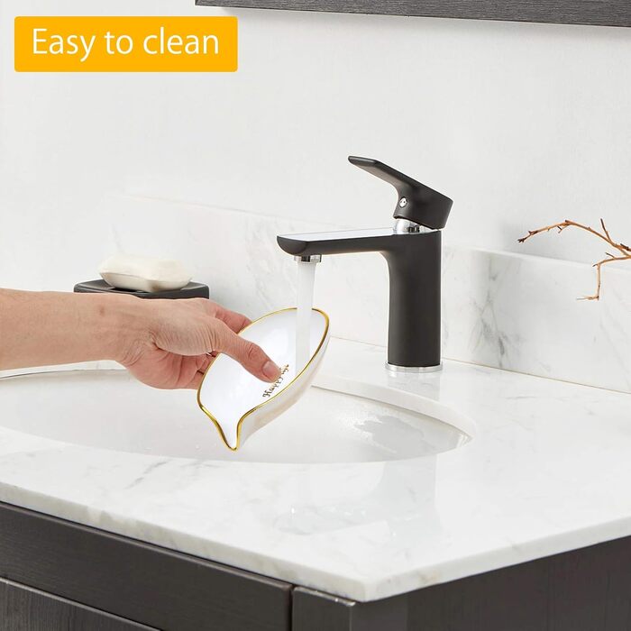 Миска для мила з отвором для стоку, тримач для мила в душ, полиця для мила у формі листка, вінтаж, декор для кухні, ванної кімнати, душу, умивальника (білий)