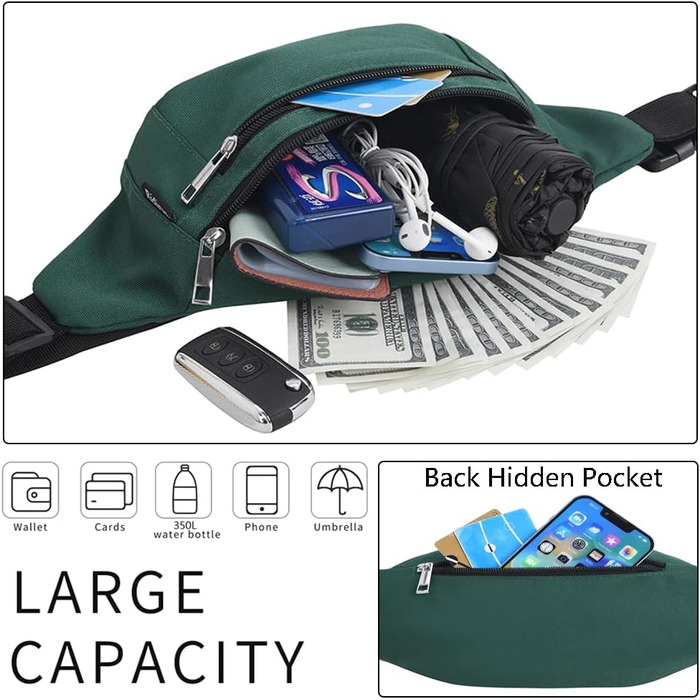 Чоловіча та жіноча поясна сумка на пояс, бананка, водонепроникна, для спорту, подорожей, кемпінгу, фітнесу, велосипеда, Olive