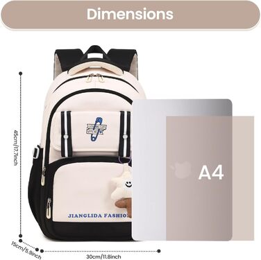 Дитячий рюкзак IvyH для дівчаток - стильний шкільний рюкзак, водонепроникний, великий, для 3-6 класів, фіолетовий (8536# Чорний)