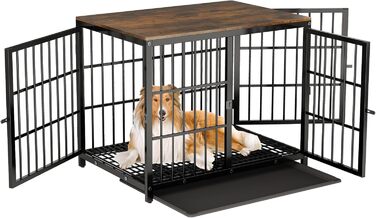 Клітка для собак BingoPaw Holz: Будинок для собак у стилі меблів з трьома дверцятами, знімним піддоном, 78x56x65 см, білий. Також доступна: 91x63x74 см, чорний