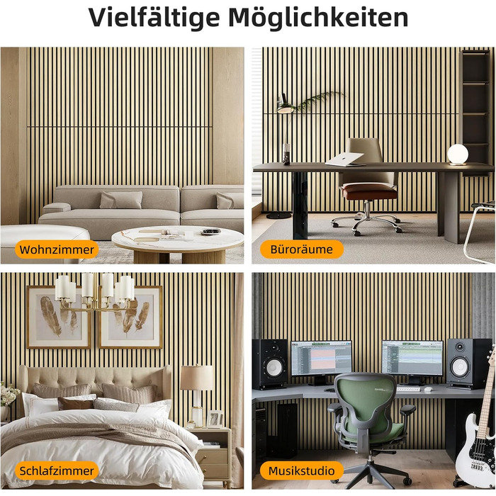 Акустичні 3D-панелі JAMELO з шпоном горіха, самоклеючі стінні панелі для декору стін та стелі, 10 шт. (30x15x1.2 см), колір волоський горіх