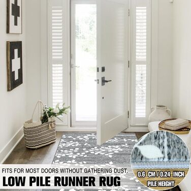 Килимок для підлоги, коридору, кухні - антиковзаючий, миючий, 60x90 см, сірий/блакитний