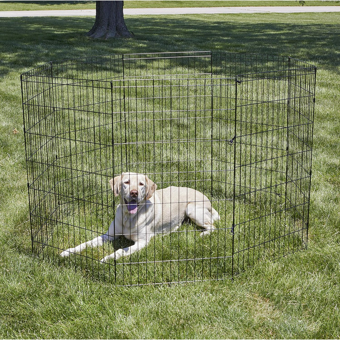 New World B550-30 Dog Playpen & Exercise Pen - No Door, Black E-Coating, 61x76cm, 157x157x106cm